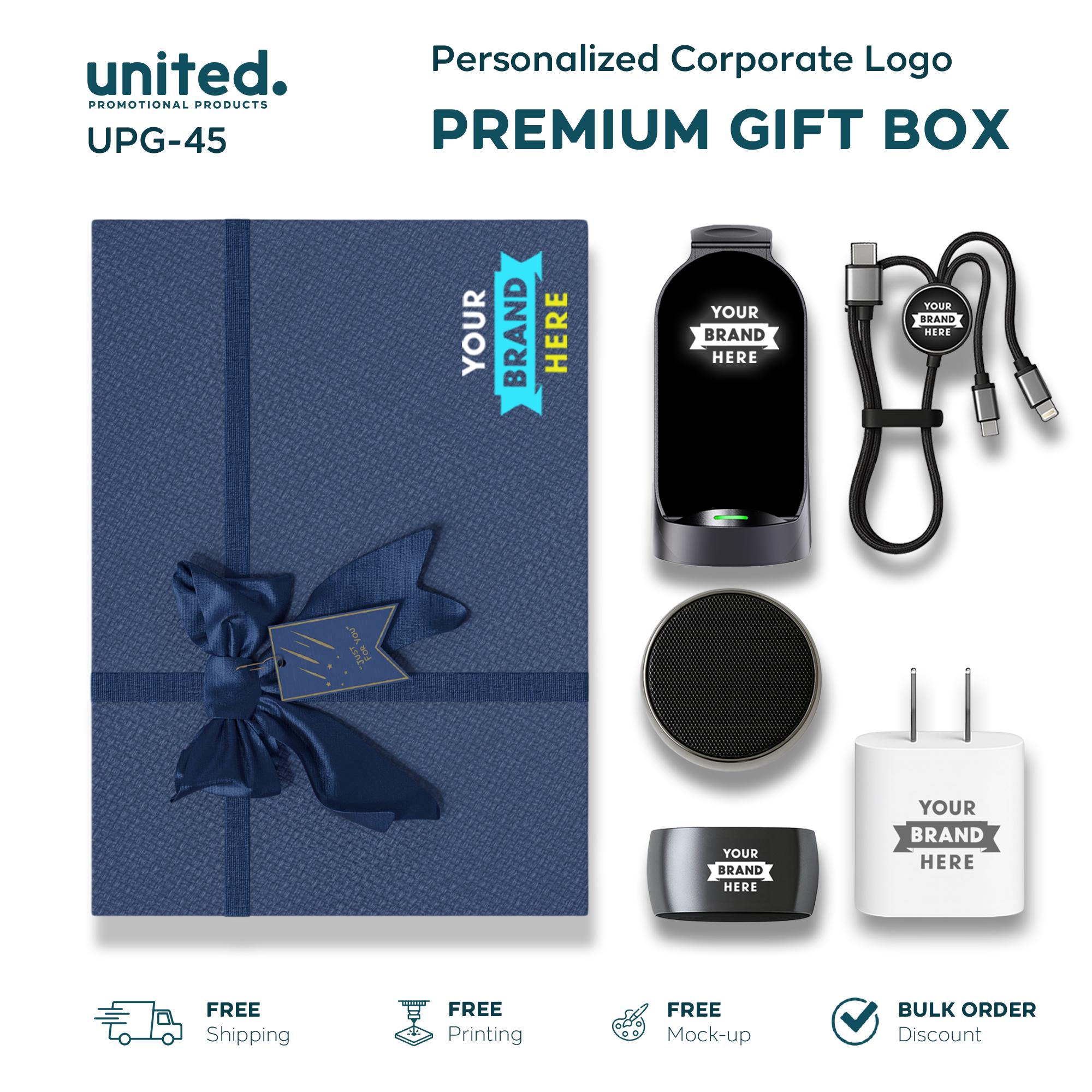 Personalized Company Clients Gift Box, Corporate Bulk Order Gift Box, Corporate Gift Box with Wireless Docking Station and Portable Speaker