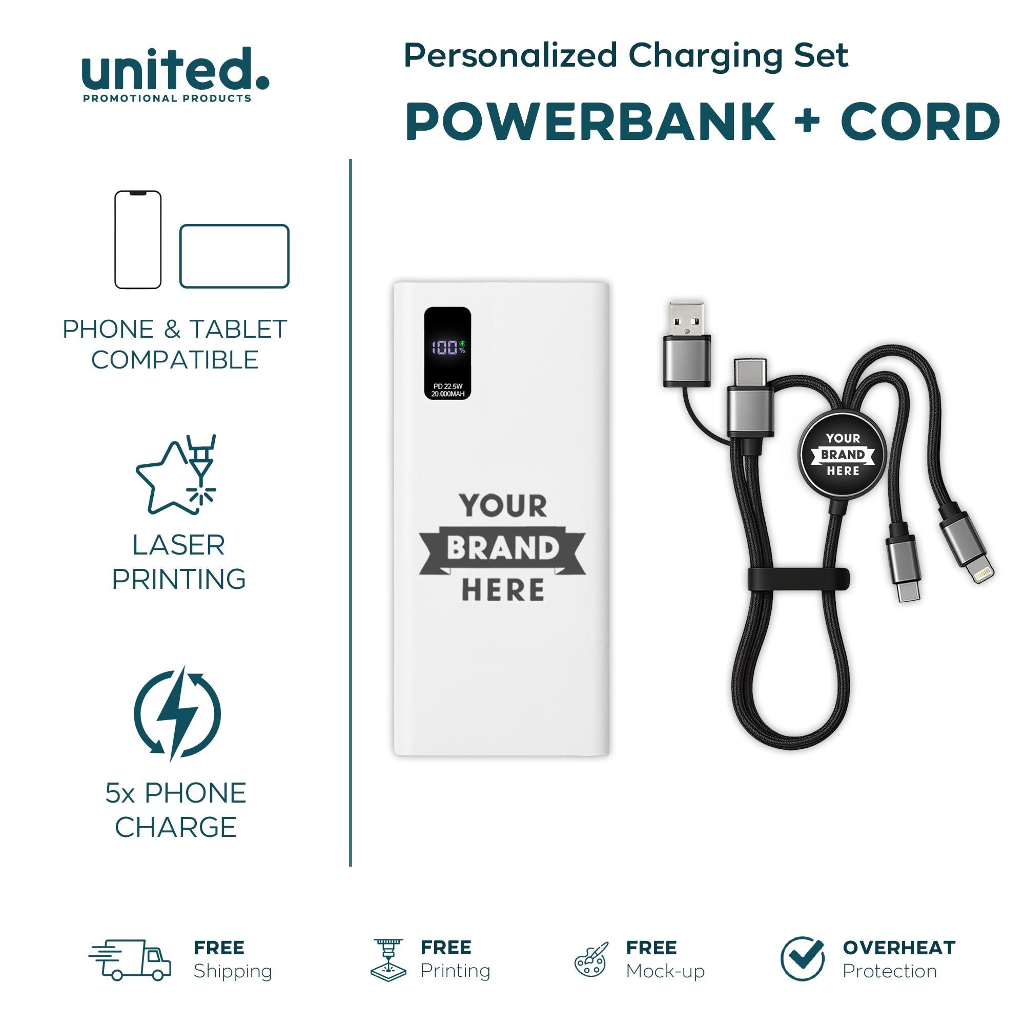 Personalized Portable Charger Set, Company Logo Bulk Order Portable Charger Set, Corporate Logo Holiday Gift, Company Gift Custom Charger