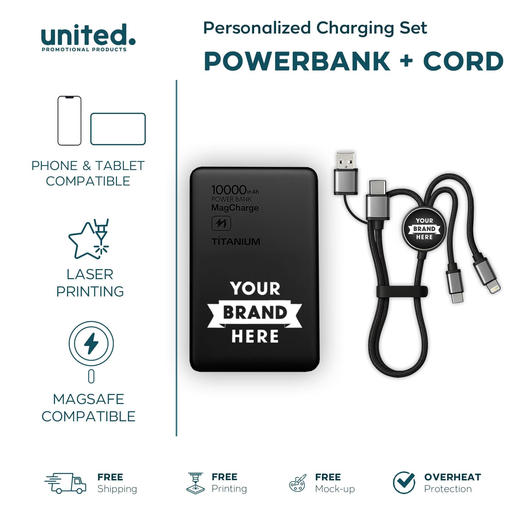 Personalized Portable Charger Set, Company Logo Bulk Order Portable Charger Set, Corporate Logo Holiday Gift, Company Gift Custom Charger