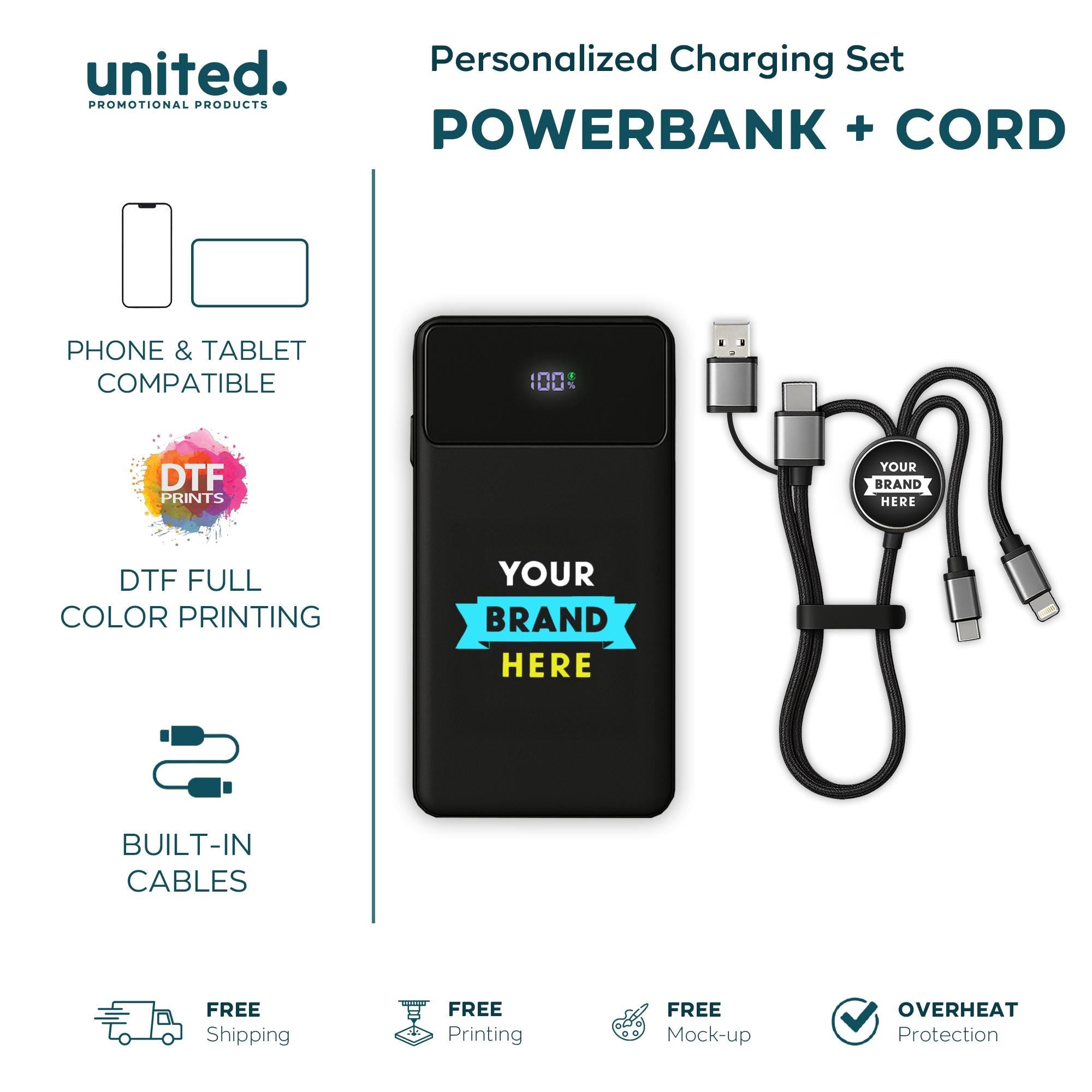 Personalized Portable Charger Set, Company Logo Bulk Order Portable Charger Set, Corporate Logo Holiday Gift, Company Gift Custom Charger
