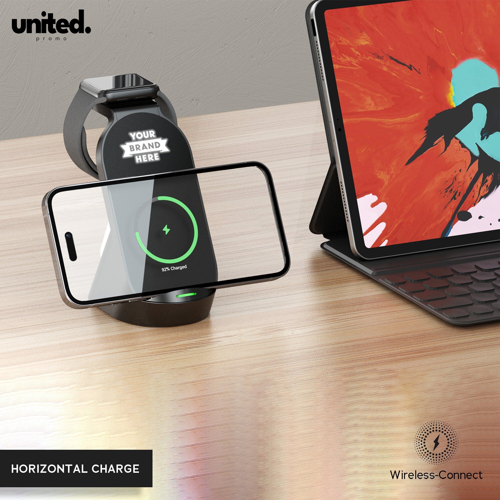 Company Logo Wireless Docking Station, Corporate Employee Appreciation Gift, Business Client New Year Gift Charger, Desktop Wireless Charger