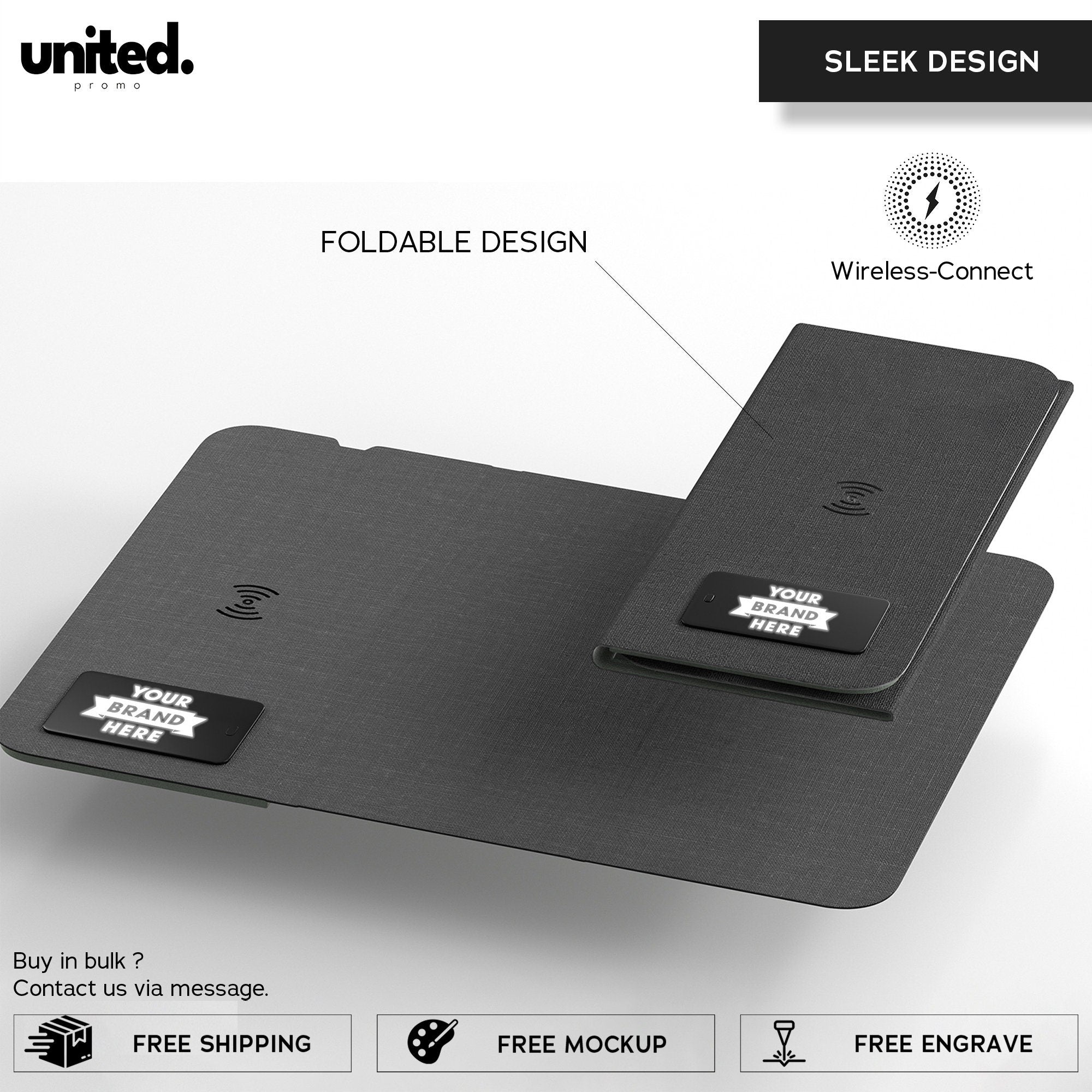 Affordable Bulk Order Wireless Charging Mousepad, Company Holiday Git, Company Bulk Order Gift Set, Business Logo Employee Gift Charger