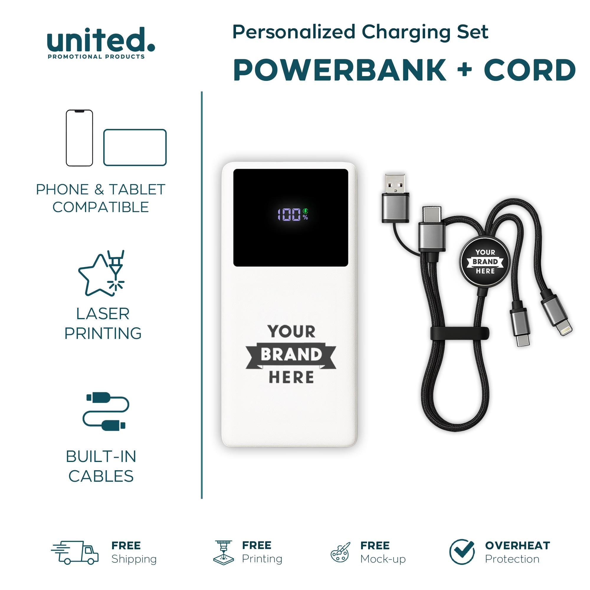 Personalized Portable Charger Set, Company Logo Bulk Order Portable Charger Set, Corporate Logo Holiday Gift, Company Gift Custom Charger