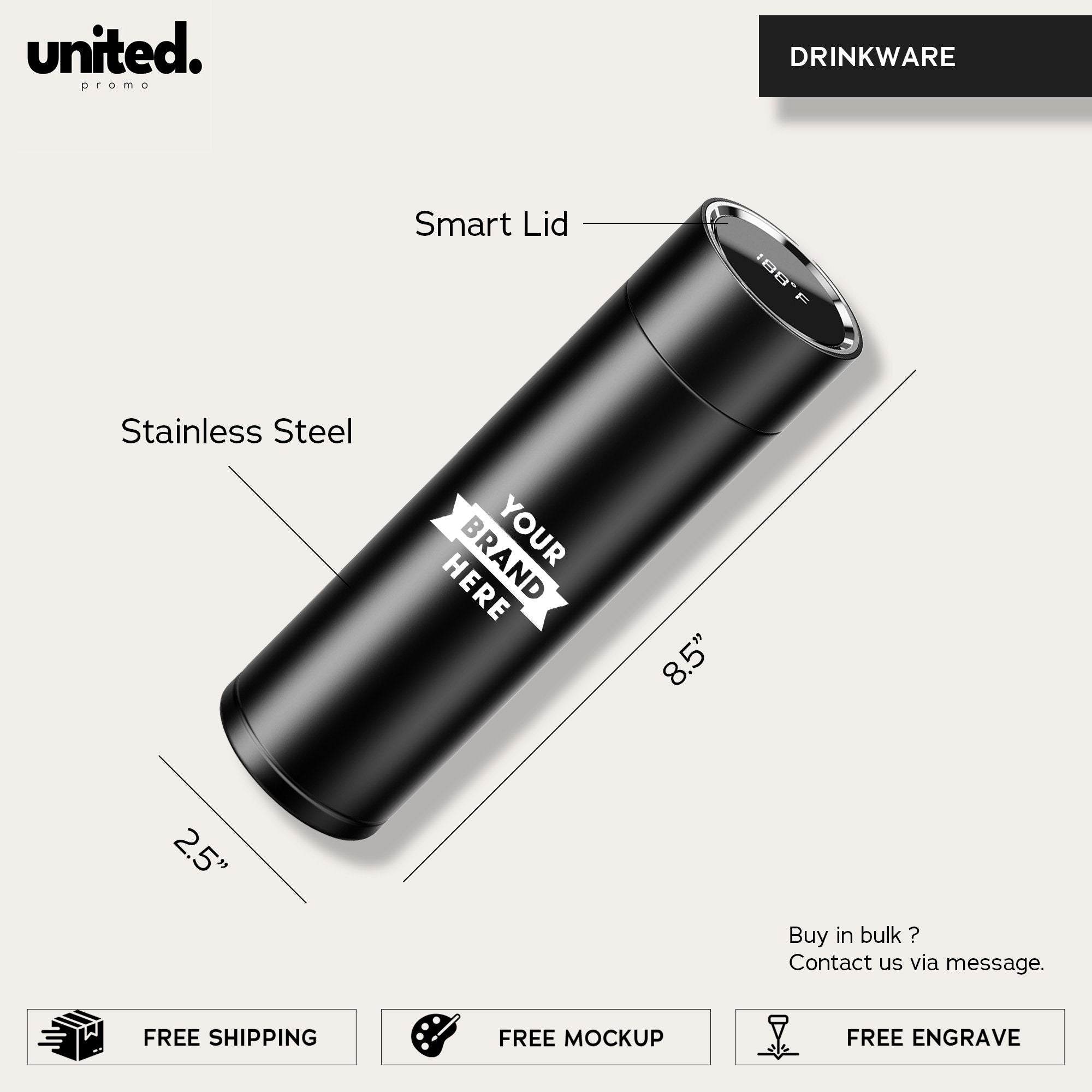Personalized Company Gift Smart Thermos, Custom Engraved Smart Thermos, Corporate Bulk Order Smart Thermos, Business Employee Gift Thermos