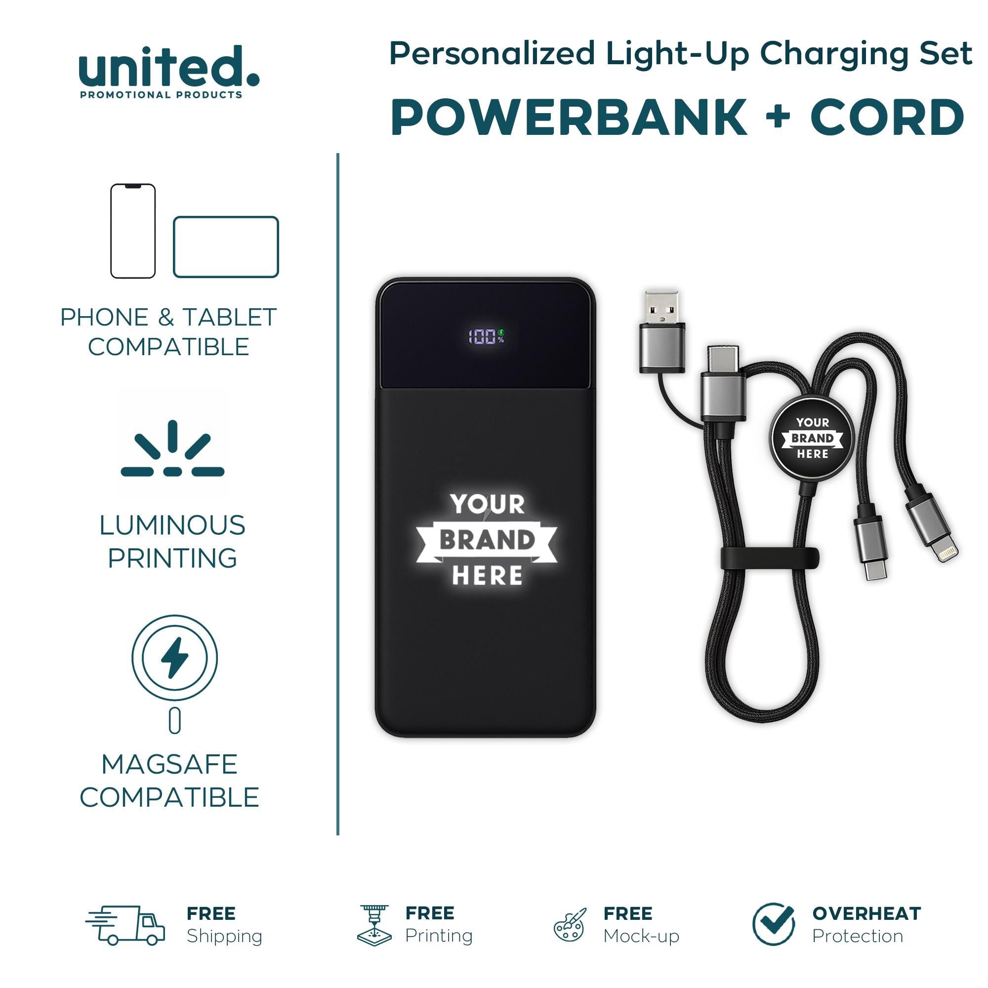 Personalized Portable Charger Set, Company Logo Bulk Order Portable Charger Set, Corporate Logo Holiday Gift, Company Gift Custom Charger