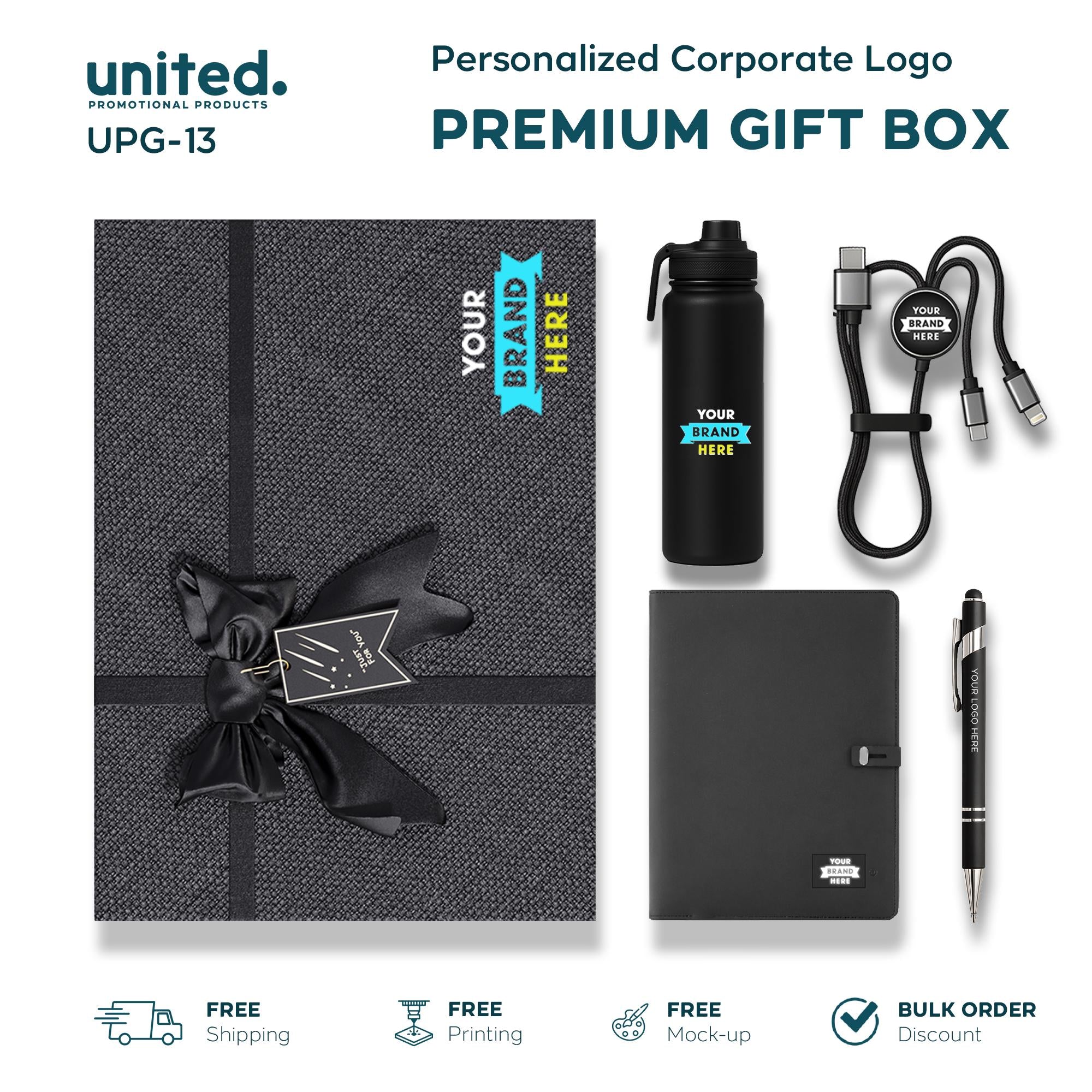 Premium Technological Portfolio Gift Box, Personalized Company Gift Box, Affordable Company Bulk Order Gift Box, Company Holiday Gift Box