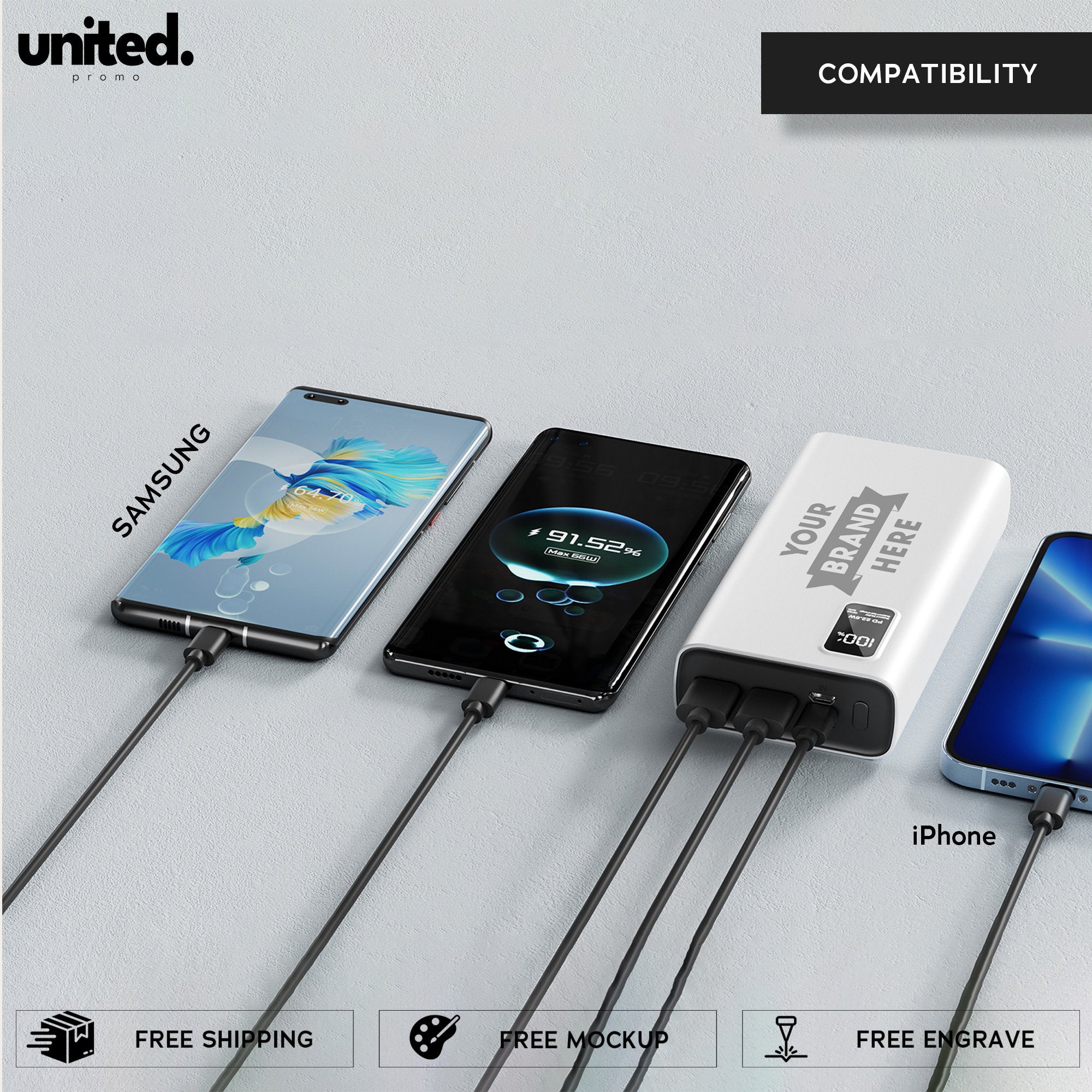 Company Gift Personalized Charger, Customized Gift Powerbank, iPhone Charger, Company Bulk Order Portable Charger, Corporate Logo Charger