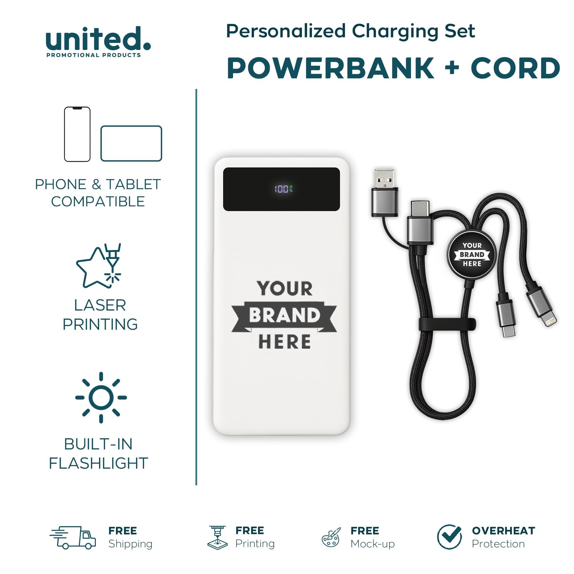 Personalized Portable Charger Set, Company Logo Bulk Order Portable Charger Set, Corporate Logo Holiday Gift, Company Gift Custom Charger