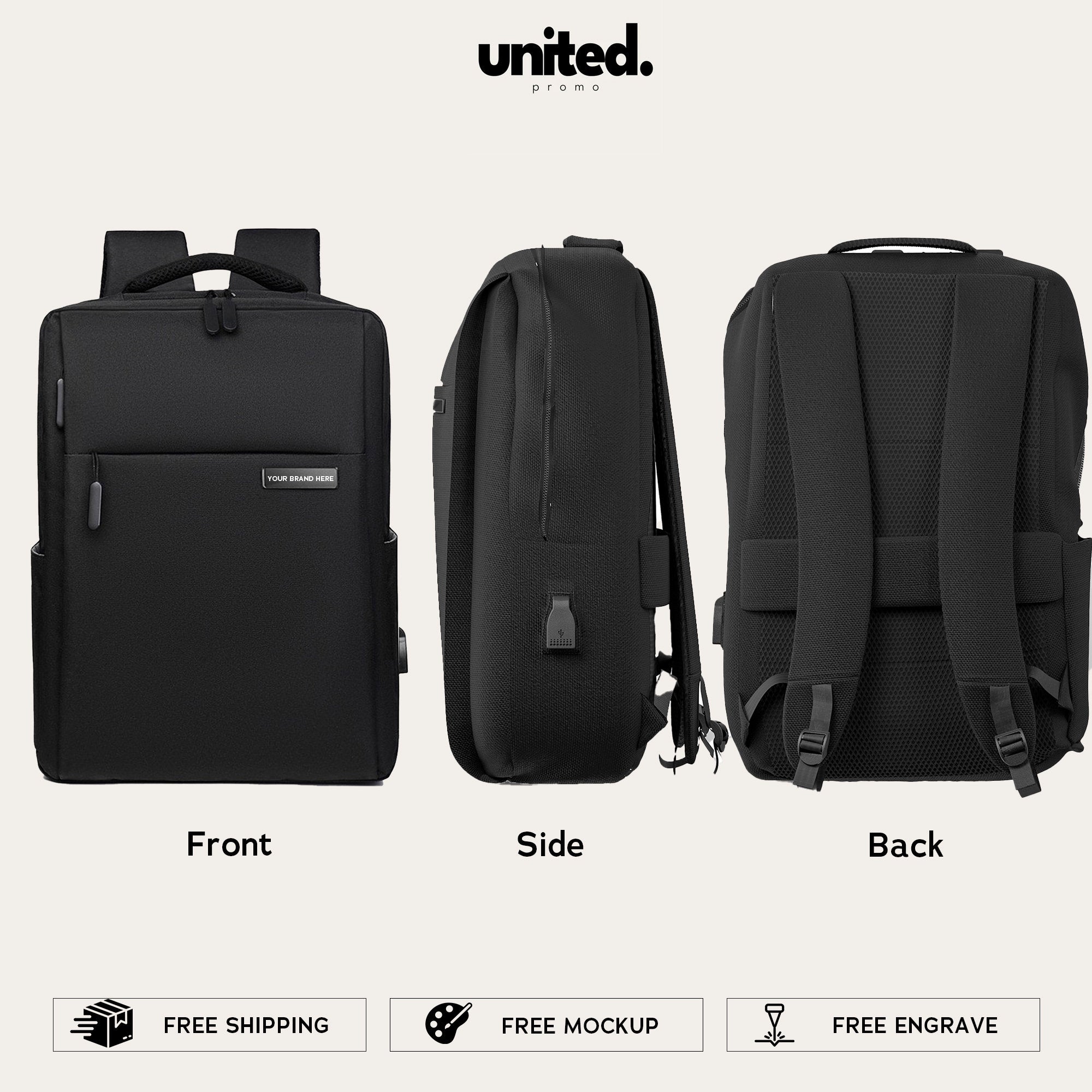 Customized Corporate Logo Backpack Gift Set, Personalized Company Logo Holiday Gift Backpack Set, Custom Backpack and Portable Charger Set