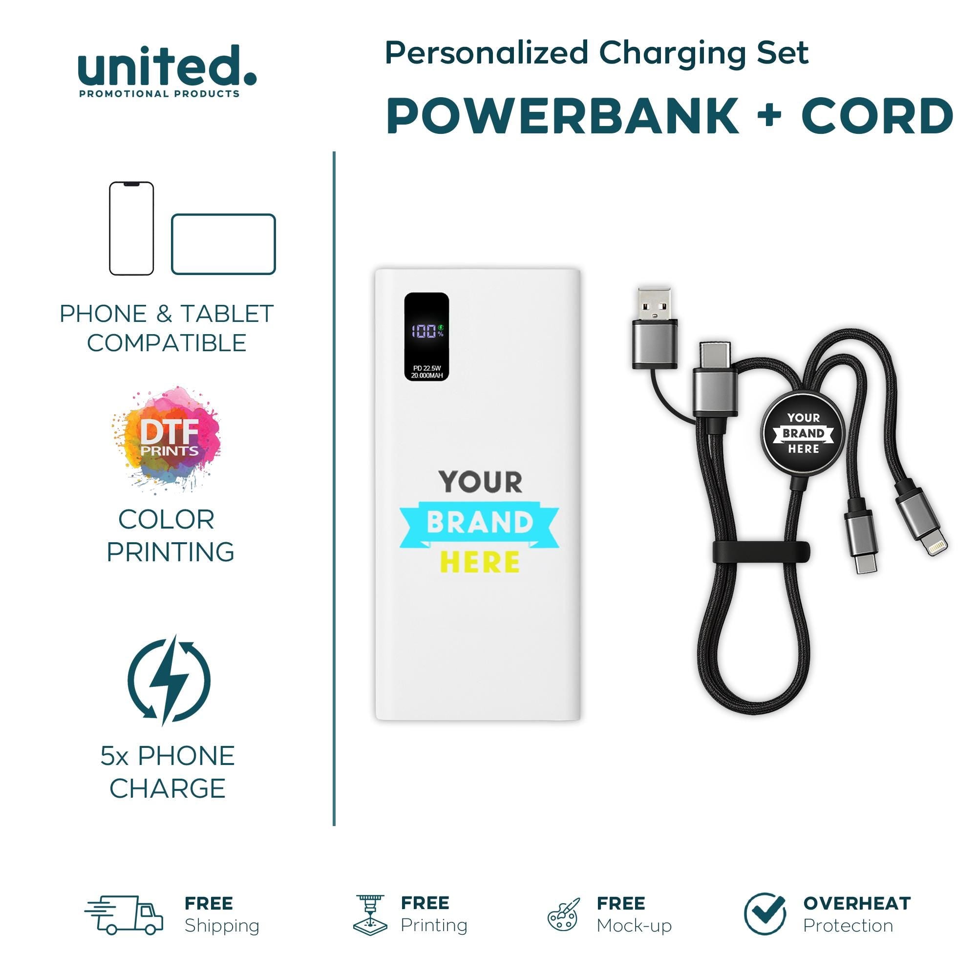 Personalized Portable Charger Set, Company Logo Bulk Order Portable Charger Set, Corporate Logo Holiday Gift, Company Gift Custom Charger