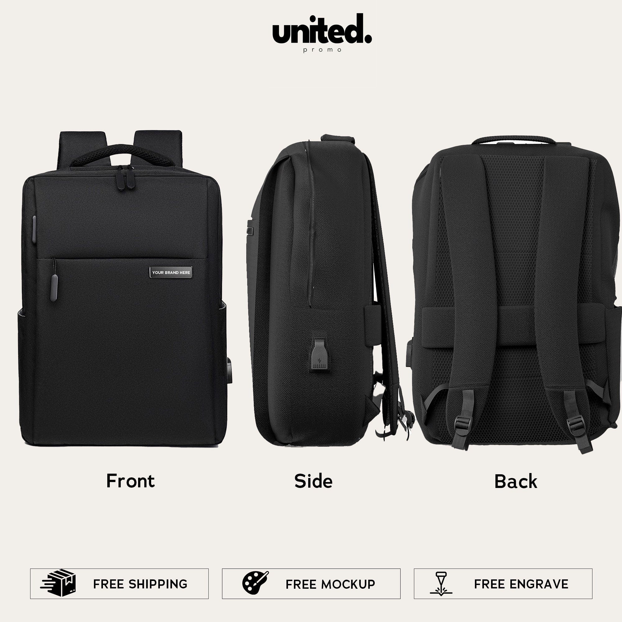backpack and travel gear company logo Personalized Company Logo Backpack Gift Set, Custom Company Logo Holid – United Promo