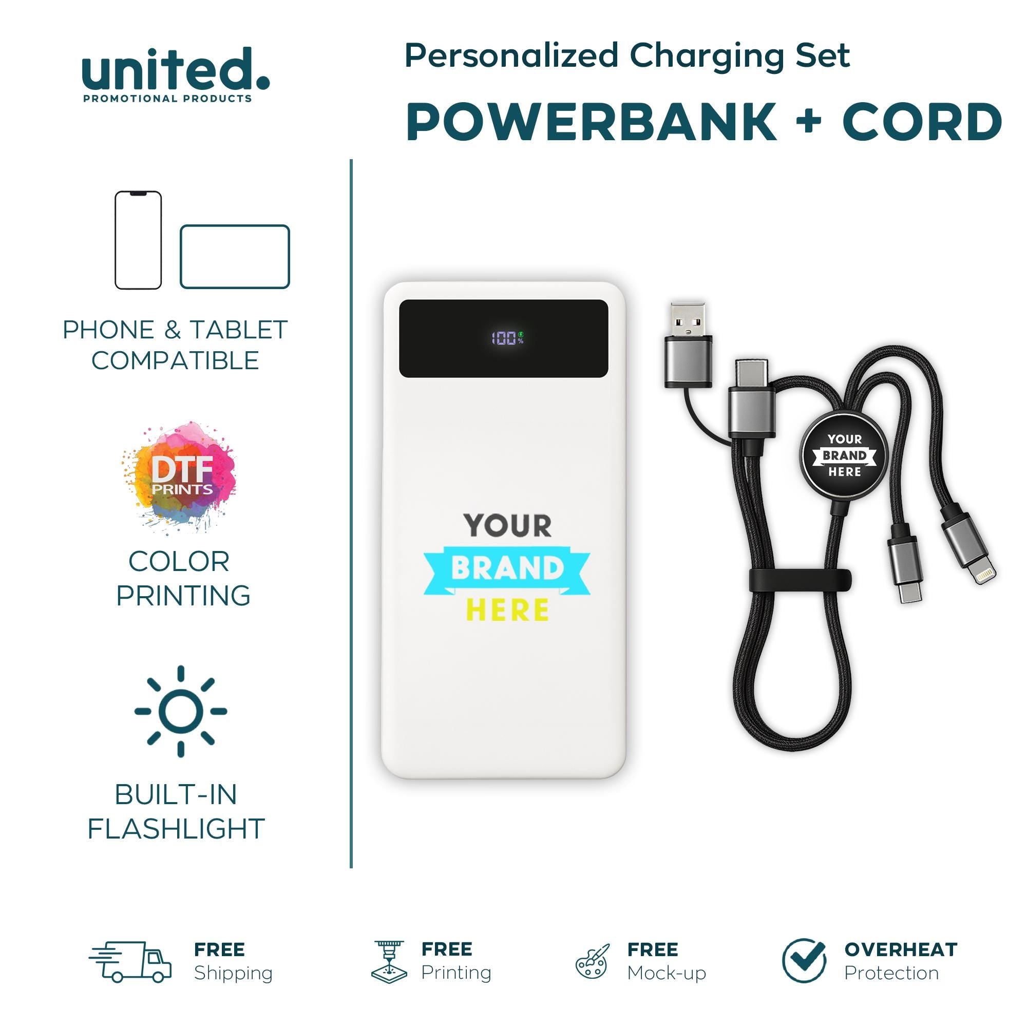 Personalized Portable Charger Set, Company Logo Bulk Order Portable Charger Set, Corporate Logo Holiday Gift, Company Gift Custom Charger