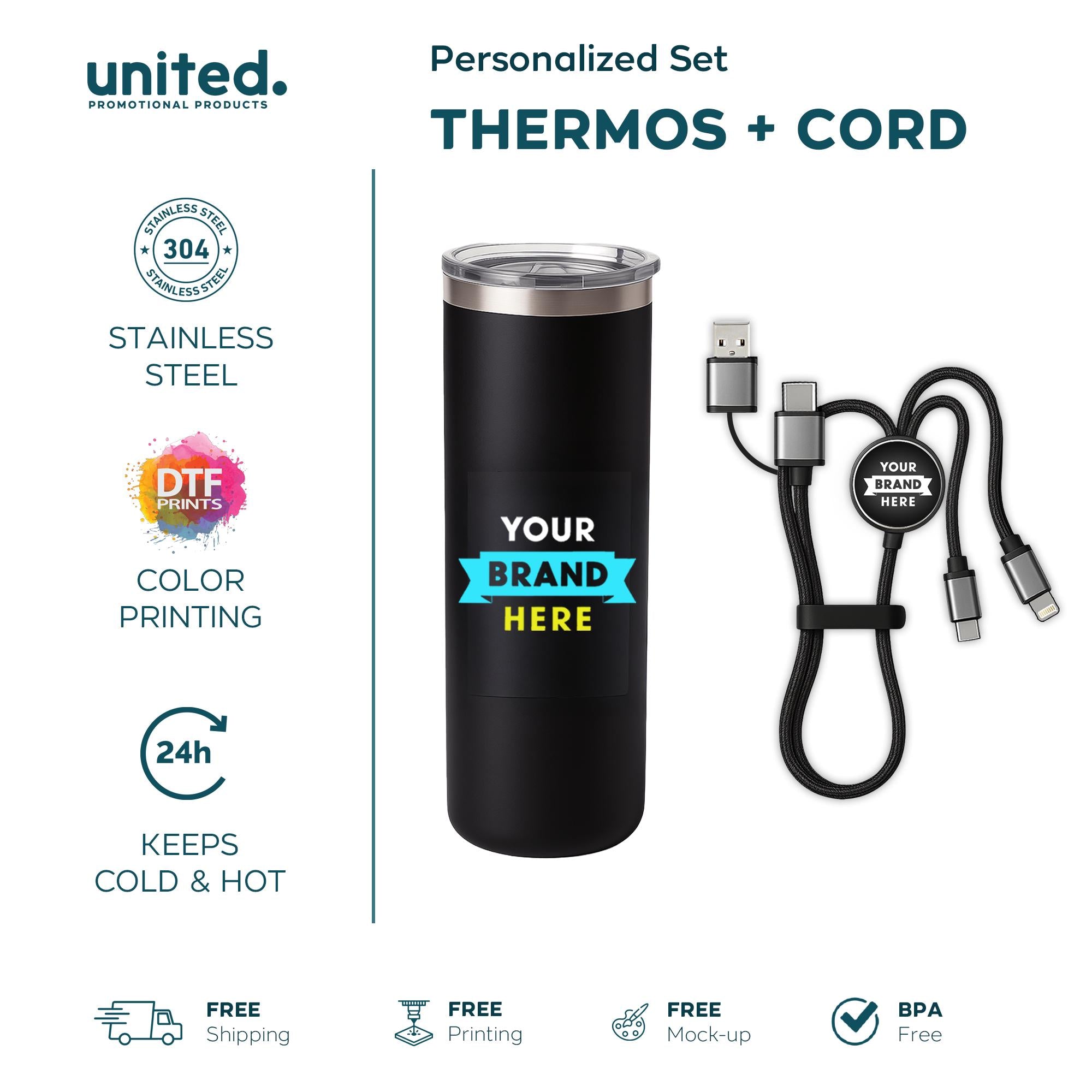 Affordable Corporate Gift Thermos, Affordable Corporate Gift Charger and Pen, Company Bulk Order Tumbler, Company Bulk Order Charger and Pen