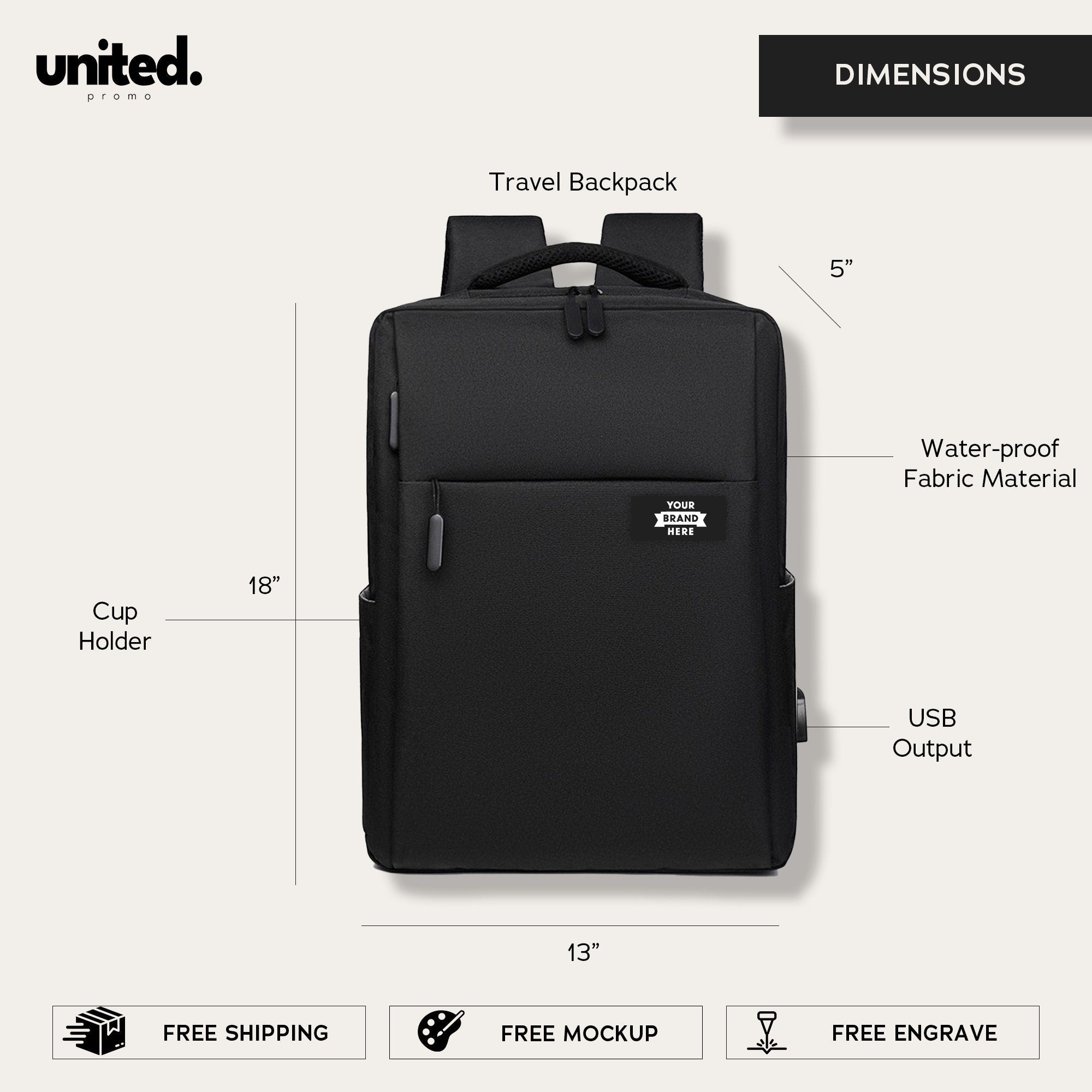 backpack and travel gear company logo Personalized Company Logo Backpack Gift Set, Custom Company Logo Holid – United Promo