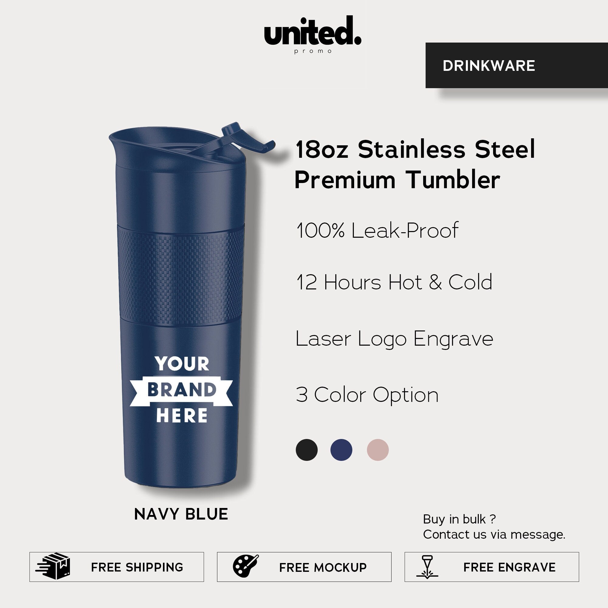 Custom Promotional Tumbler, Personalized Bulk Order Thermos, Company Logo Tumbler, Corporate Gift Tumbler, Company Holiday Gift Thermos