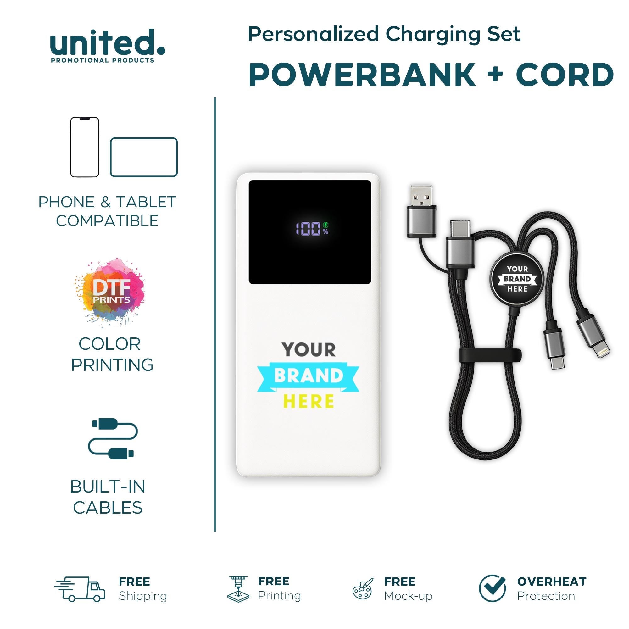 Personalized Portable Charger Set, Company Logo Bulk Order Portable Charger Set, Corporate Logo Holiday Gift, Company Gift Custom Charger
