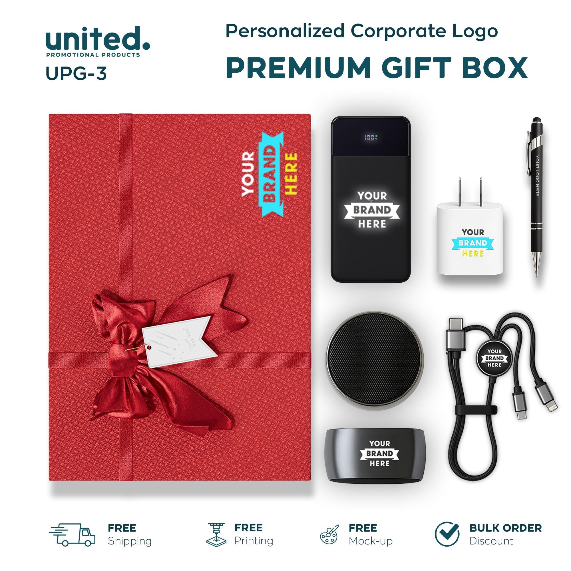 Personalized Corporate Bulk Order Gift Box, Technological Business Holiday Gift Box, Corporate Client Gift Box, Company Logo Event Gift Box
