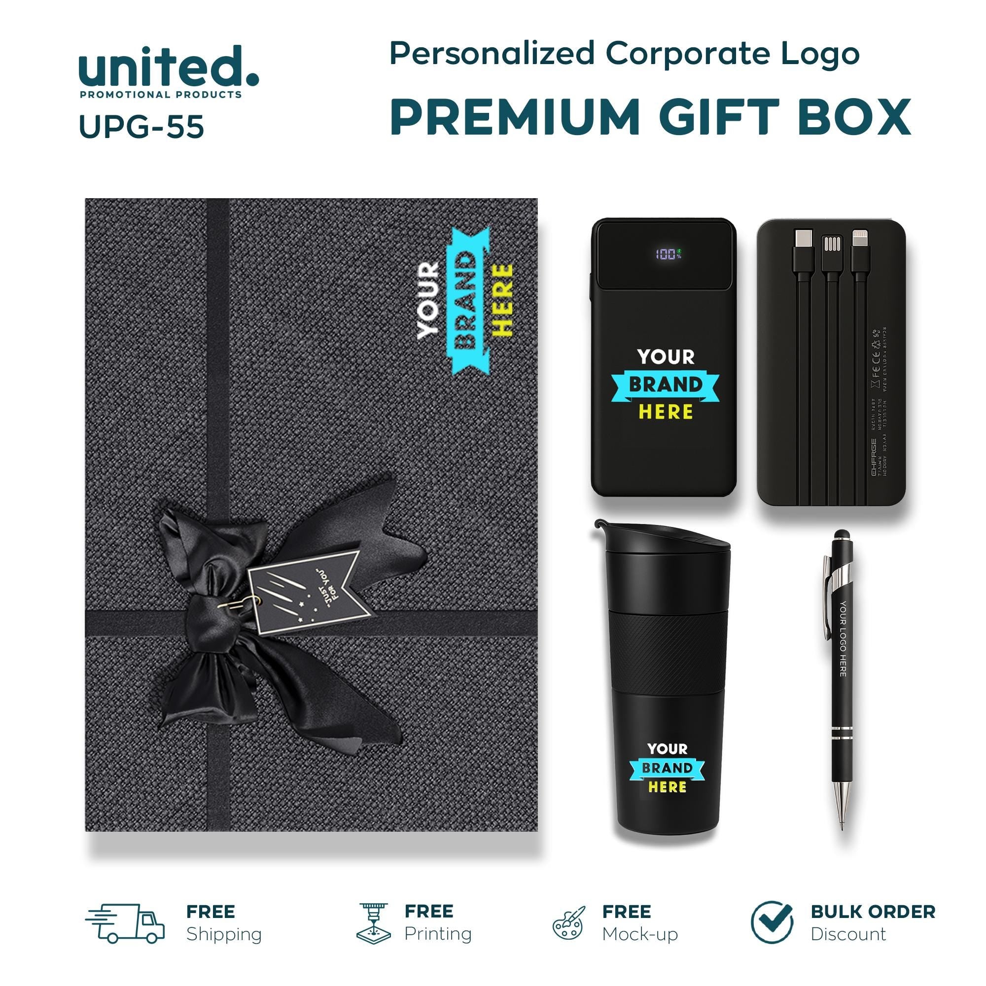 Business Affordable Branding Gift Box, Bulk Order Company Gift Pack, Affordable Portable Charger Gift, Custom Corporate New Year Gift Box