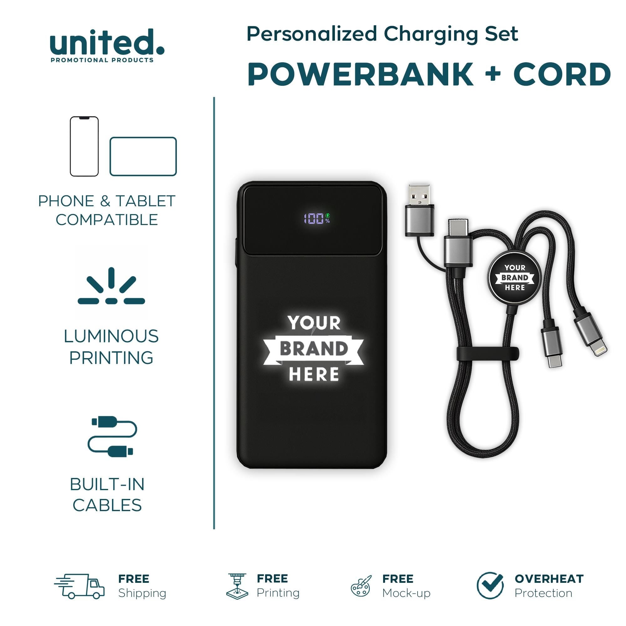 Personalized Portable Charger Set, Company Logo Bulk Order Portable Charger Set, Corporate Logo Holiday Gift, Company Gift Custom Charger